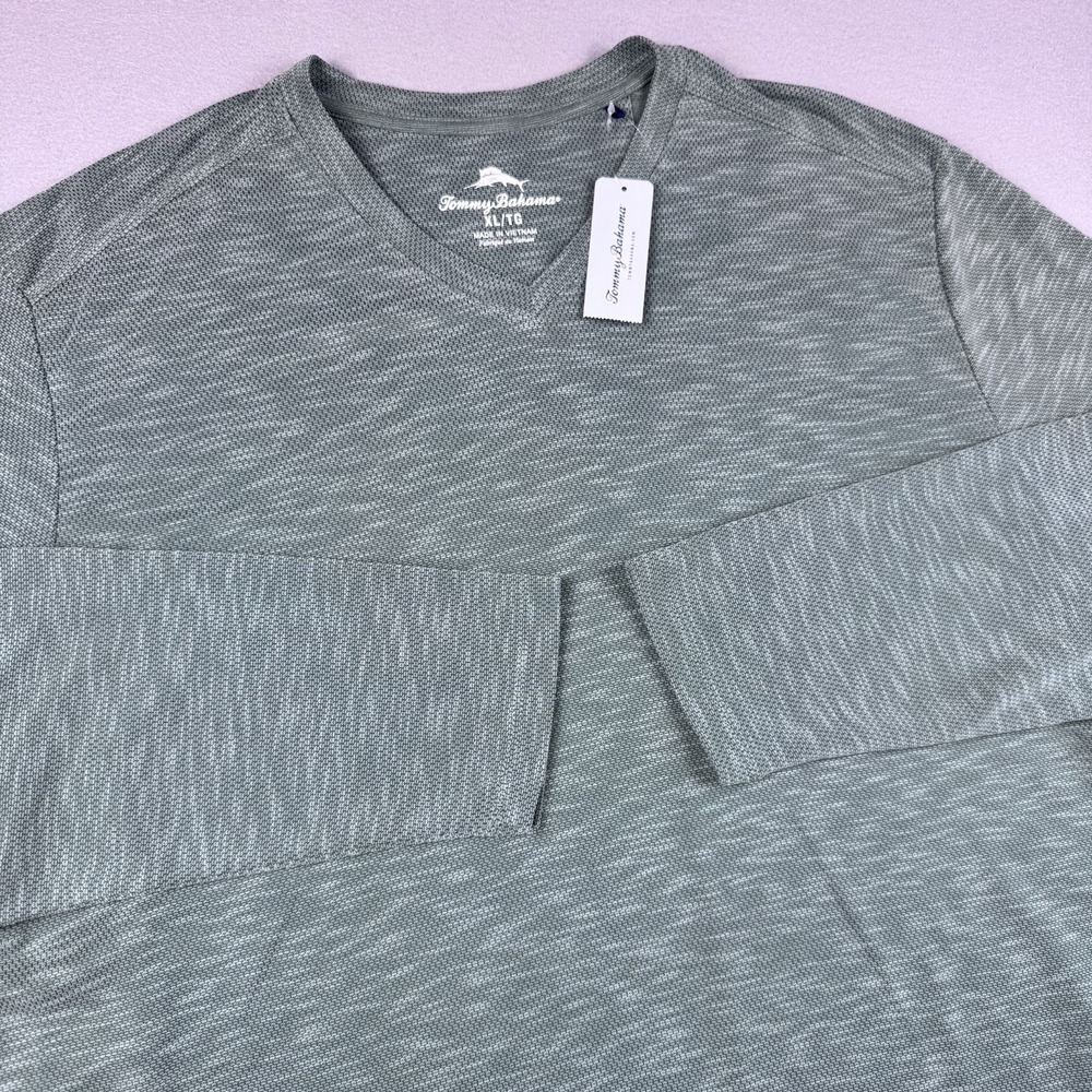 NWT Tommy Bahama Long Sleeve V-Neck T-Shirt Men XL Carmel Bay Performance